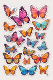 stickers sheet, cute butterfly, colorful, groovy, no background, white background, isometric, isolated, variations, illustration