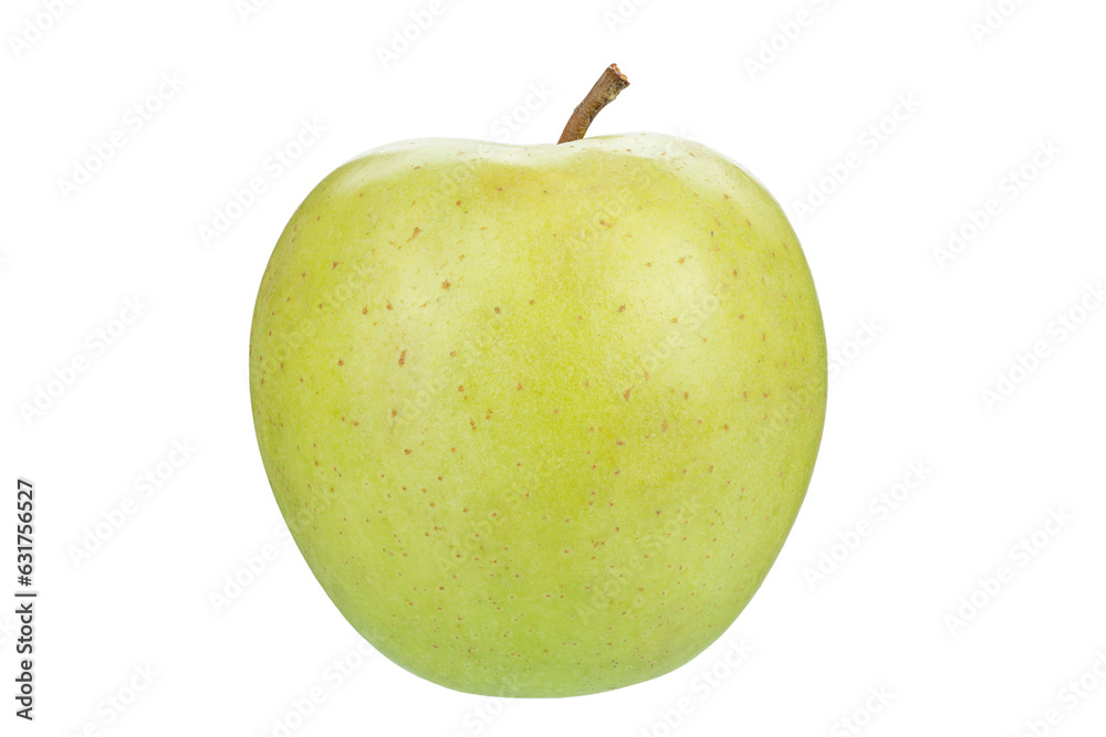 Green juicy apple isolated in white background.  Healthy food. File contains clipping path. Full depth of field.