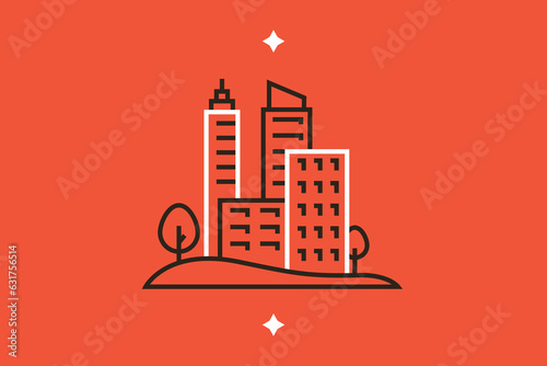 Geometric city illustration in flat style design. Vector illustration. 
