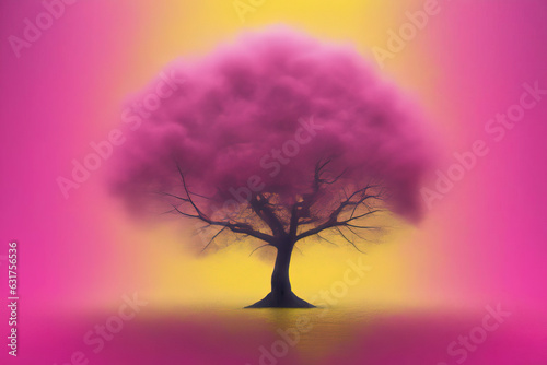 tree silhouette with pink background © Shubham