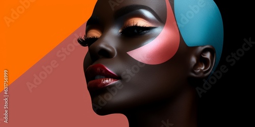 close-up maquillaje editorial mujer piel negra  maquillaje de alto contraste para sesi  n de fotograf  a branding makeup aesthetic 