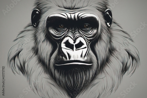 portrait of the gorilla with white background