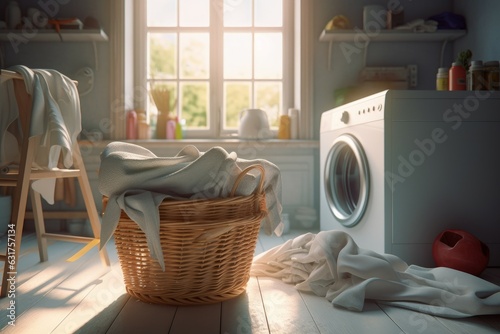 Home laundry clothes. Generate Ai