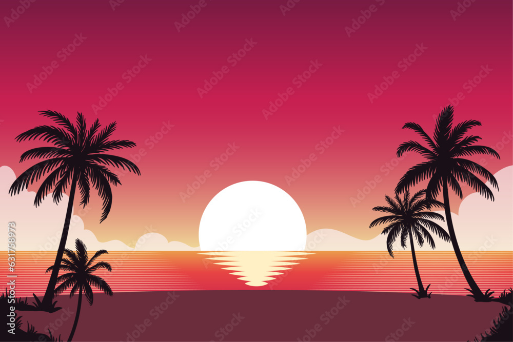 Gradient beach sunset landscape background