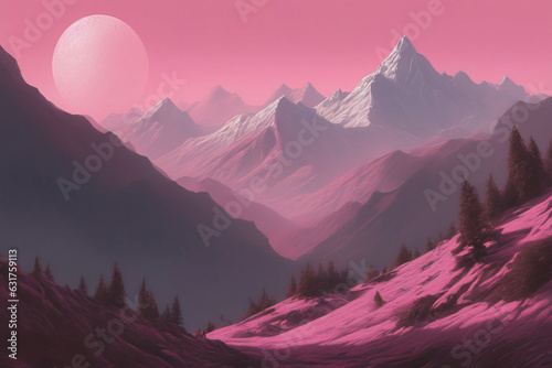 3 d cg rendering of mountain scenery - 3 d illustration