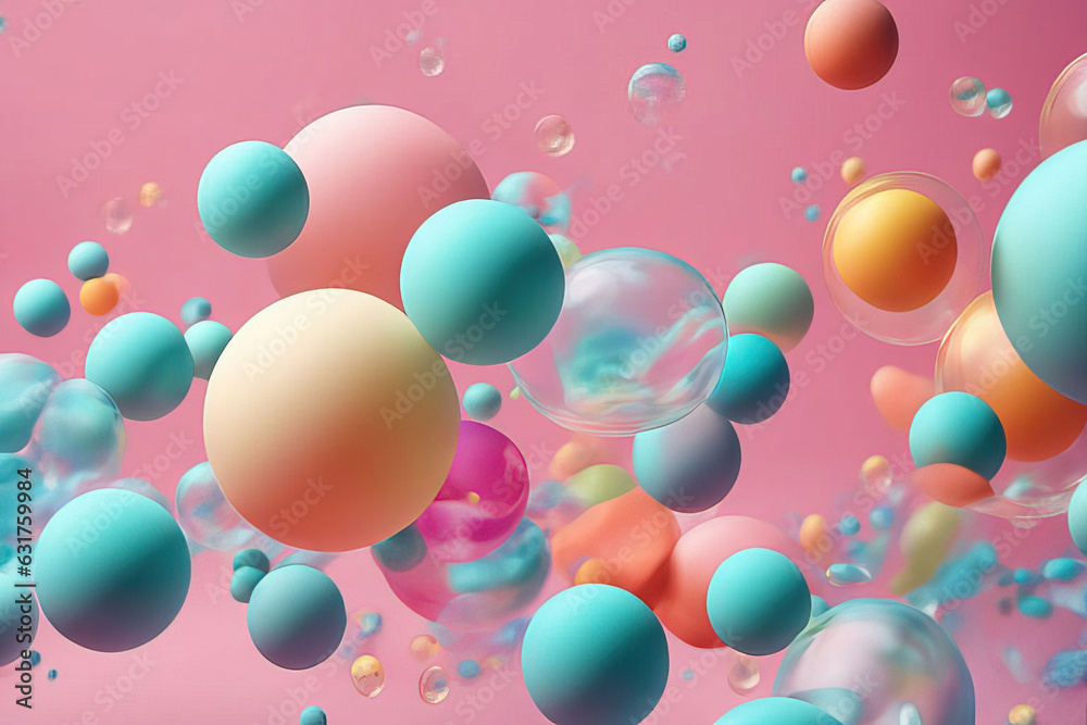 colorful soap bubbles. 3 d rendering.