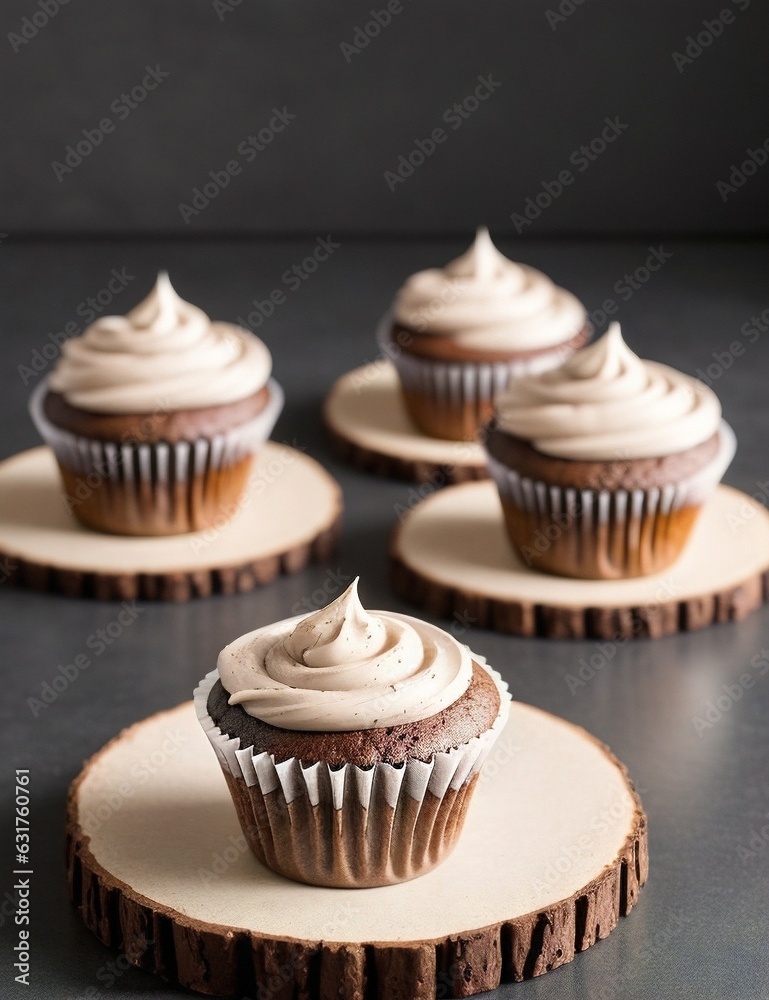 Chocolate cupcake. Choco cupcakes with cream.