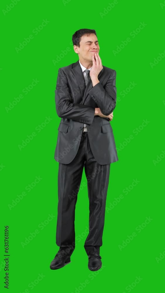 Worried businessman in suit thinking on problem. Chroma key Worried businessman in suit thinking on problem. Chroma key