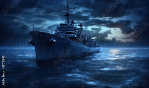 Night patrol: military ship at sea © Nick Alias
