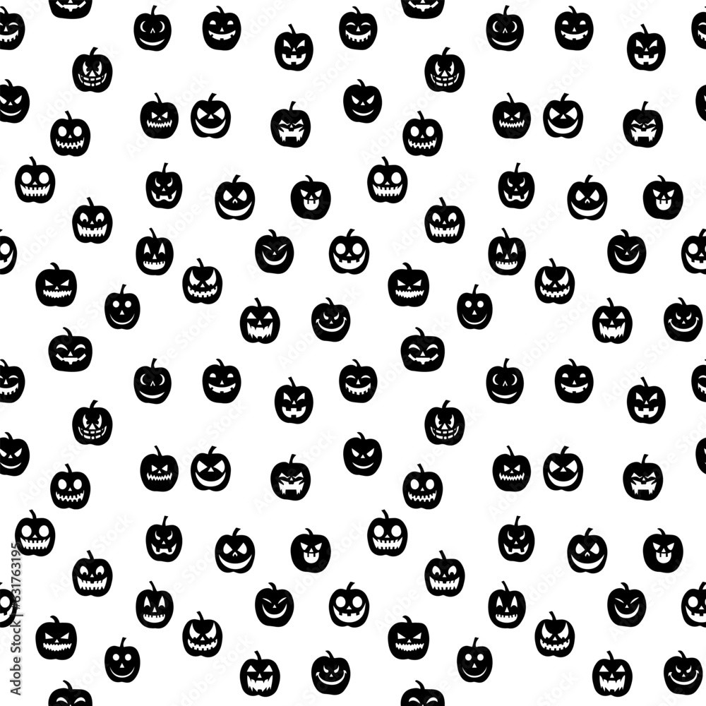 Halloween pumpkin heads, repeating seamless pattern, wallpaper vector illustration Halloween pumpkin heads, repeating seamless pattern, wallpaper vector illustration