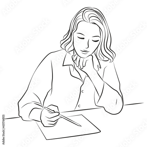 young concentrated business woman working with papers