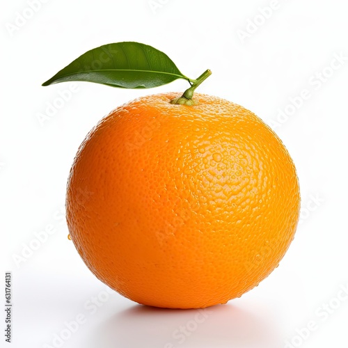 An orange with a green leaf on top created with Generative AI technology