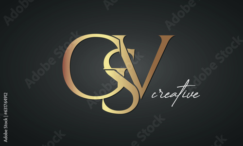 luxury letters GSV golden logo icon premium monogram, creative royal logo design	 photo