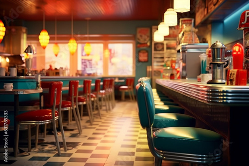 Classic diner cafe interior  1950s style classic