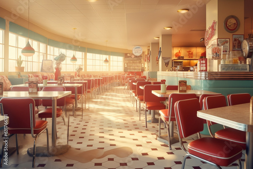 Classic diner cafe interior  1950s style classic