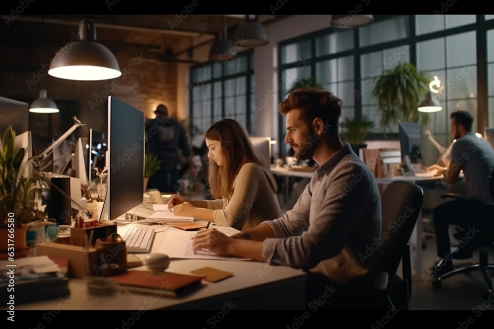 Team of IT compony working together in office Team of IT compony working together in office