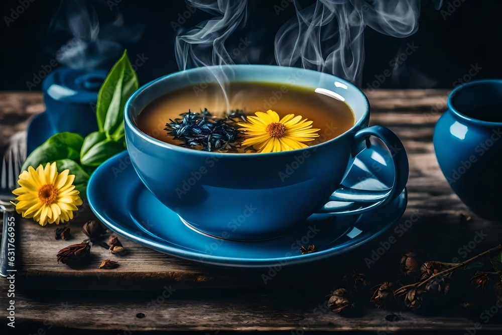 cup of green tea with flowers generated by AI tool cup of green tea with flowers generated by AI tool