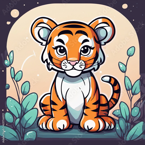 cute tiger cartoon animal illustration design