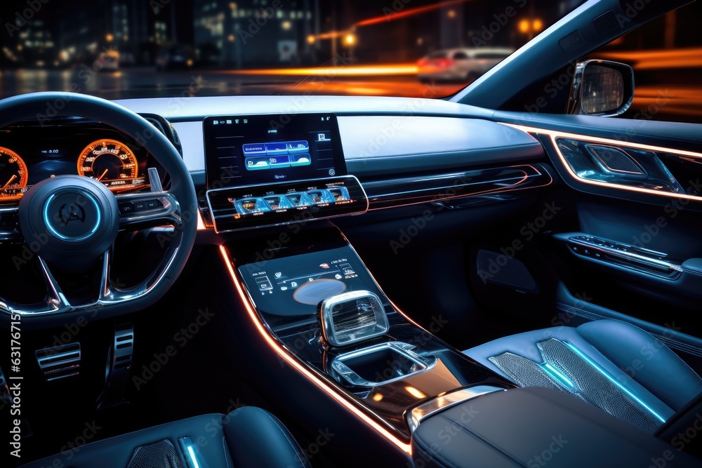 Technology on a new car dashboard. Technology on a new car dashboard.