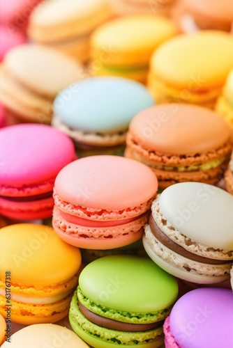 assortment of pastel colorful macarons in different flavors