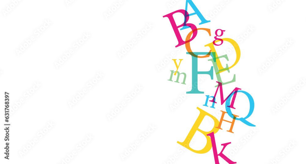 sfondo con lettere, caratteri colorati, concetto scrittura, parole