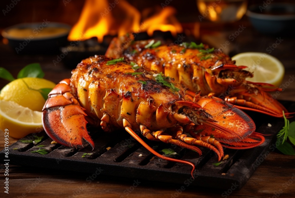 Delicious grilled lobster ready to eat. generative ai Delicious grilled lobster ready to eat. generative ai