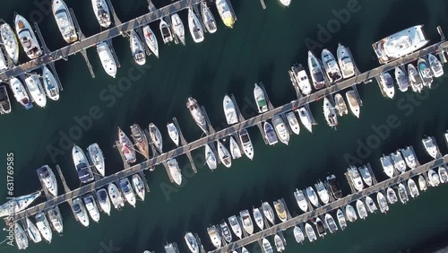 Aerial view over boats in a marina. Portugal, 2023
 photo