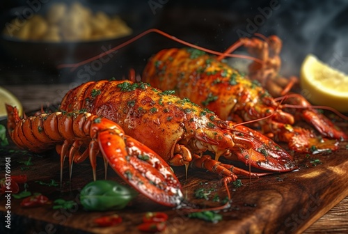 Delicious grilled lobster ready to eat. generative ai