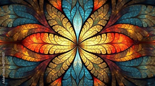 abstract background with flower in stained-glass window style. generative AI © soysuwan123