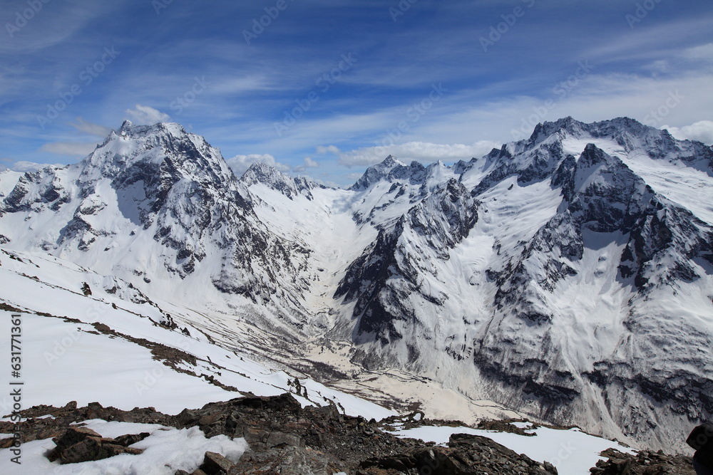 Mount Dombay in Teberda nature reserve, Caucasus Mountains, Russia Mount Dombay in Teberda nature reserve, Caucasus Mountains, Russia