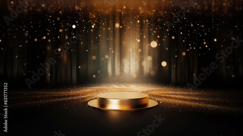 golden sparkling podium with copy space © Karat