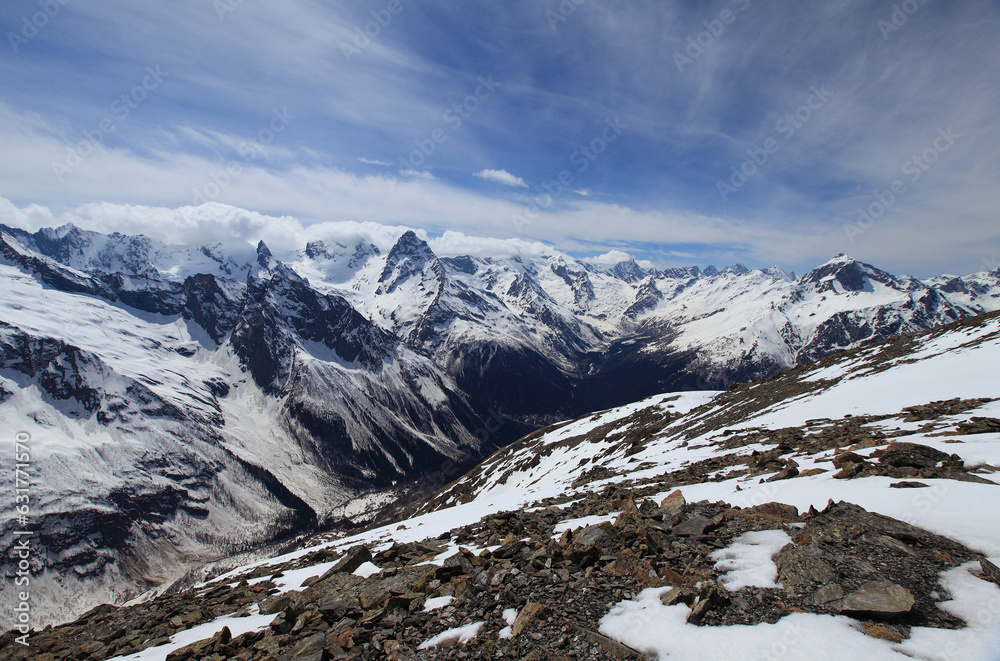 Mount Dombay in Teberda nature reserve, Caucasus Mountains, Russia Mount Dombay in Teberda nature reserve, Caucasus Mountains, Russia