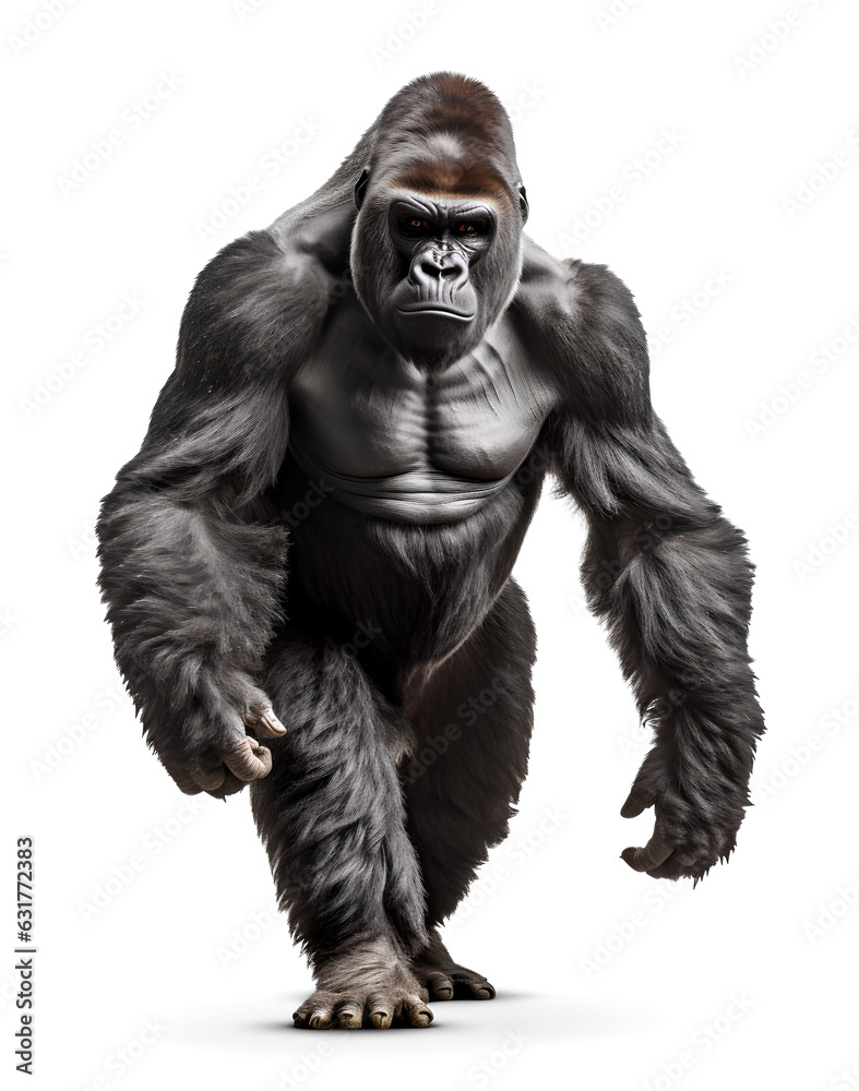 alpha silverback gorilla walking on two legs isolated on white alpha silverback gorilla walking on two legs isolated on white