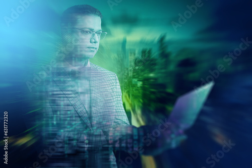 IT specialist. Man is progr...