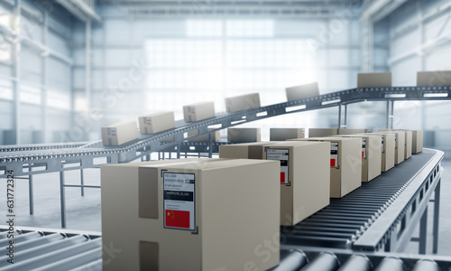 Production line. Boxes from...