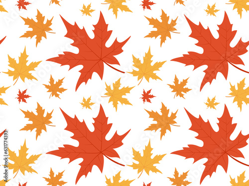 Autumn pattern of leaves. Seamless vector background.