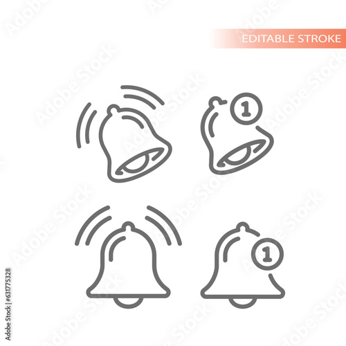 Ringing bell notification icons. Line vector icon set.