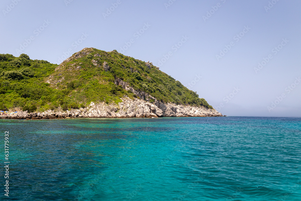Boat trip near famous Paleokastritsa town, Corfu, Ionian Sea, Greece