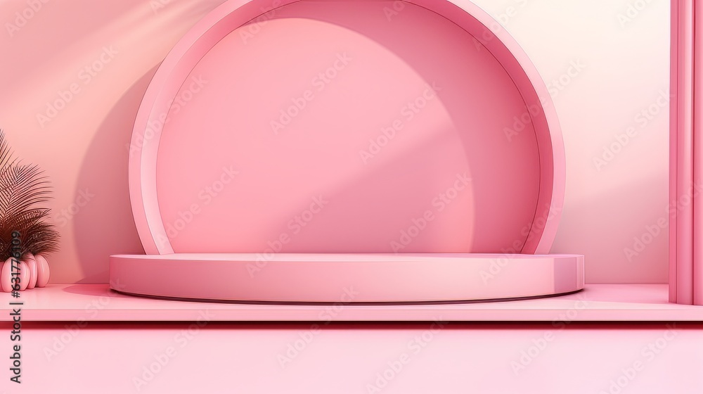 Abstract minimalistic monochrome scene with geometric shapes. Pink visualization AI Abstract minimalistic monochrome scene with geometric shapes. Pink visualization AI