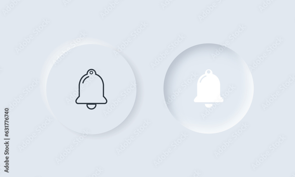 notification bell icon on neumorphic style button notification bell icon on neumorphic style button