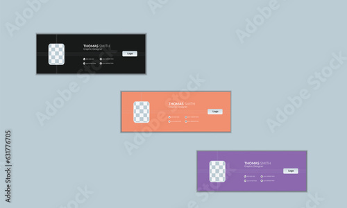 Elegant, simple and awesome corporate email signature. Gradient with three color black, light orange and purple. 
