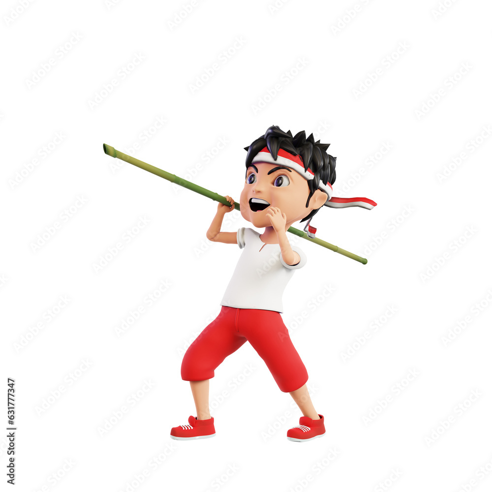 indonesia independence day character pointing sharp bamboo indonesia independence day character pointing sharp bamboo