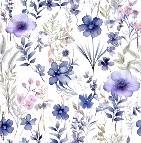 Elegant floral seamless watercolor pattern