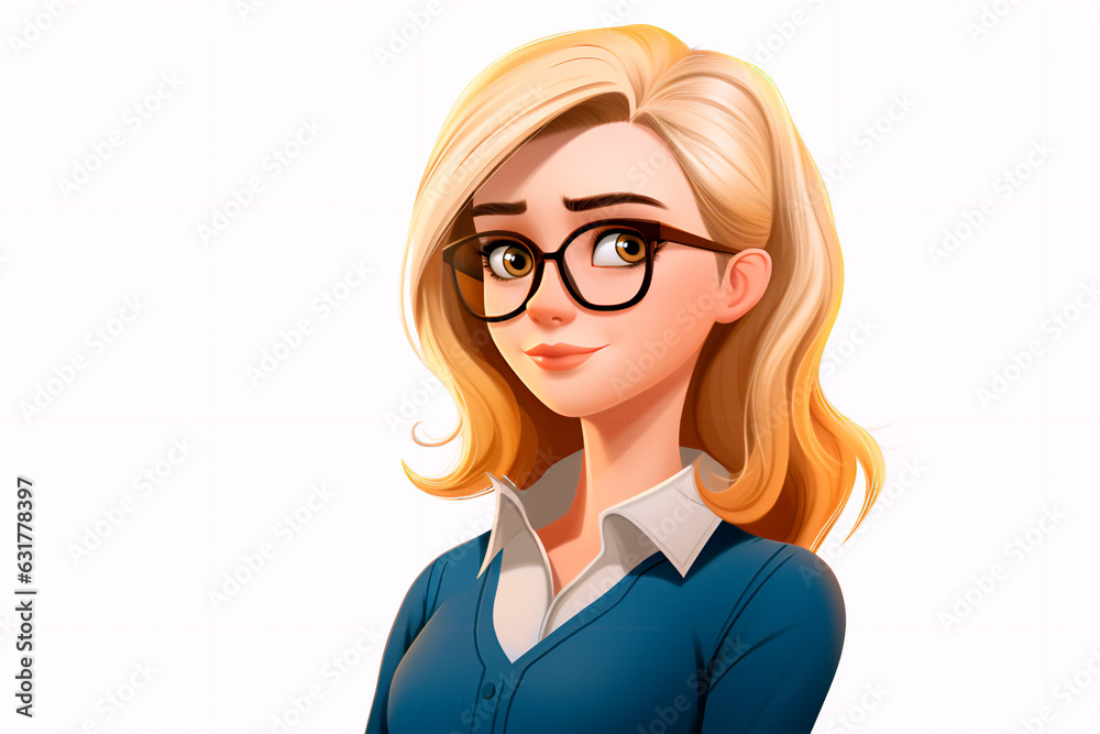 Cartoon young woman teacher on white isolated background. Back to school Cartoon young woman teacher on white isolated background. Back to school