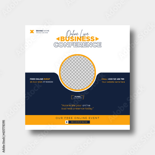 Corporate business online webinar web banner template design, Digital marketing, and abstract background design.