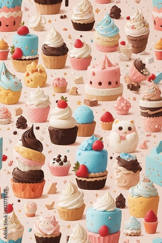 Vector illustration of a seamless floral pattern with cute birds in spring for Wedding, anniversary, birthday and party. Design for banner, poster, card, invitation and scrapbook