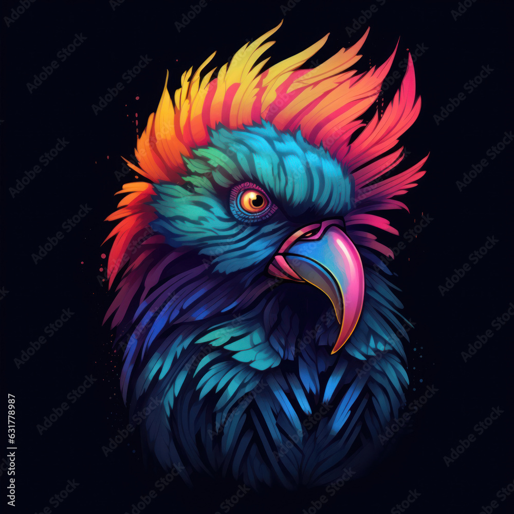 Colorful exotic bird with vibrant feathers Colorful exotic bird with vibrant feathers