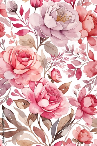 Vector illustration of a seamless floral pattern with cute birds in spring for Wedding, anniversary, birthday and party. Design for banner, poster, card, invitation and scrapbook