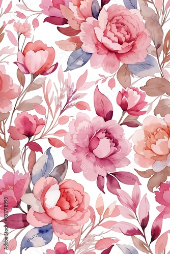 Vector illustration of a seamless floral pattern with cute birds in spring for Wedding, anniversary, birthday and party. Design for banner, poster, card, invitation and scrapbook