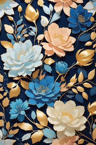 Vector illustration of a seamless floral pattern with cute birds in spring for Wedding, anniversary, birthday and party. Design for banner, poster, card, invitation and scrapbook